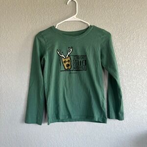 Life is Good Girls Large / 10 Shirt‎ Long Sleeve Christmas Green North Pole